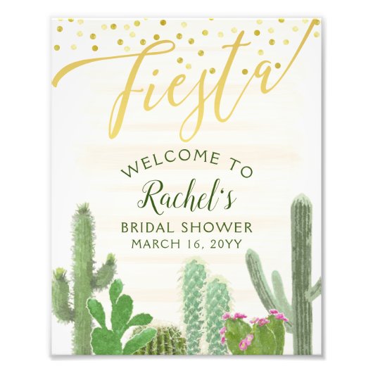 フィエスタ カクタス ゴールド スクリプト ブライダル シャワー ウェルカム フォトプリント            (正面)