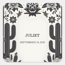 フィエスタ カクタス ラブ イン ブルーム メキシカン ブライズ シャワー スクエアシール