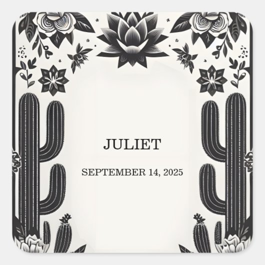 フィエスタ カクタス ラブ イン ブルーム メキシカン ブライズ シャワー スクエアシール (正面)
