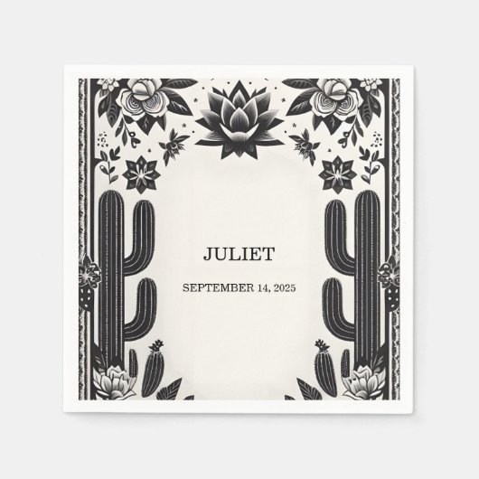 フィエスタ カクタス ラブ イン ブルーム メキシカン ブライズ シャワー スタンダードカクテルナプキン (正面)