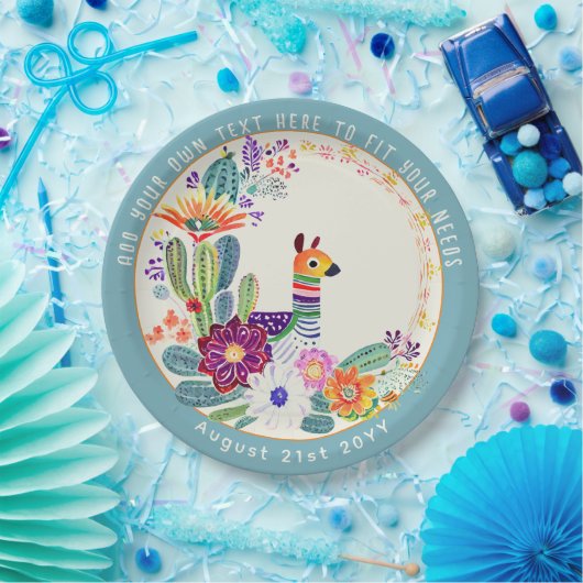 フィエスタ カクタス ラマ フォークフローアーズ パーティー カスタム ペーパープレート (パーティー)