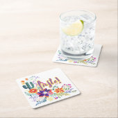 フィエスタ カクティ フォークアート フラワーズ カスタム スクエアペーパーコースター (インサイチュ)