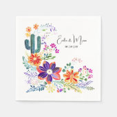 フィエスタ カクティ フォークアート フラワーズ カスタム スタンダードカクテルナプキン (正面)