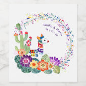 フィエスタ カクティ フォークアート フラワーズ カスタム ワインラベル (シングルラベル)