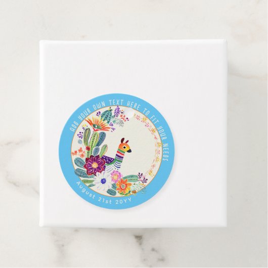 フィエスタ カクティ ラマ フォークアート フラワー ブルー カスタム フェイバータグ (インサイチュ)