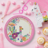 フィエスタ カクティ ラマ フォークフローアーズ ピンク カスタム ペーパープレート (パーティー)