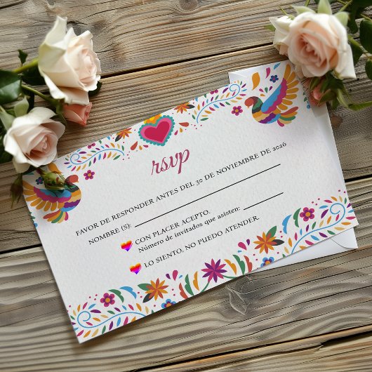 フィエスタ カラフルフラワー ボタニカル スペイン 結婚式 出欠カード