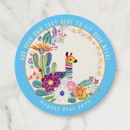 フィエスタ ケアクタス ラマ フォークアート フラワー ブルー カスタム フェイバータグ