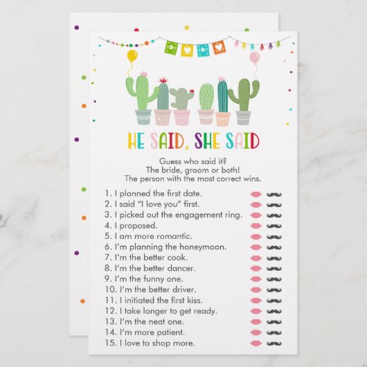 フィエスタ・サボテンは多肉性の彼は彼女はゲームを言った (正面/裏面)