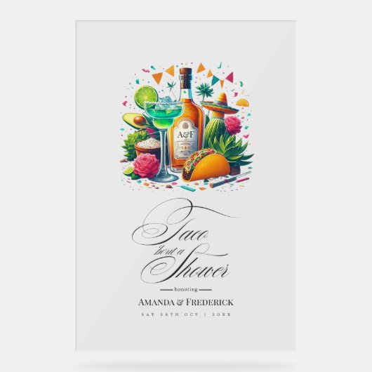 フィエスタ「タコでカップルのシャワーを浴びよう」へようこそ アクリルサイン (正面)