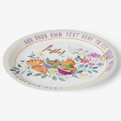 フィエスタ タコス グアカモレ フォークアート フラワーズ カスタム ペーパープレート (アングル)