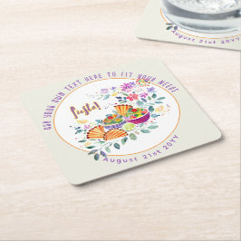 フィエスタ タコス グアカモレ フォークアート フラワー カスタム スクエアペーパーコースター