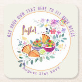 フィエスタ タコス グアカモレ フォークアート フラワー カスタム スクエアペーパーコースター (正面)