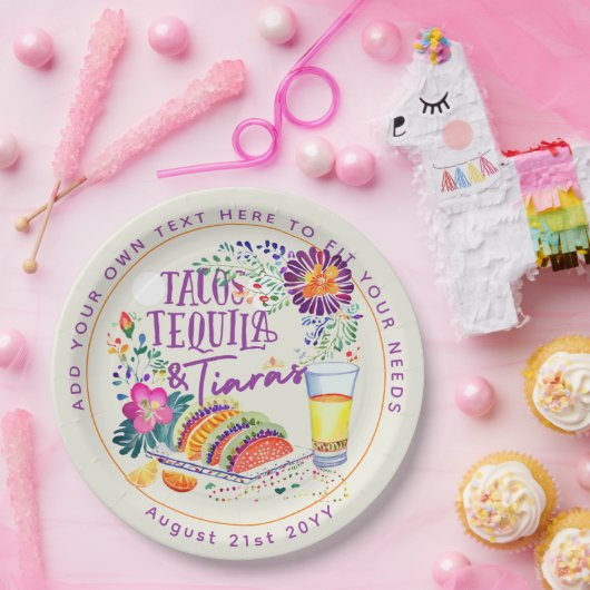 フィエスタ タコス テキーラとティアラ ペーパープレート (パーティー)