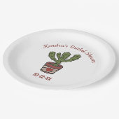 フィエスタ テーマのウェディング シャワー パーソナライズド サボテン ペーパープレート (アングル)