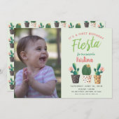 フィエスタ ファースト バースデー サボテン インビテーション (正面/裏面)