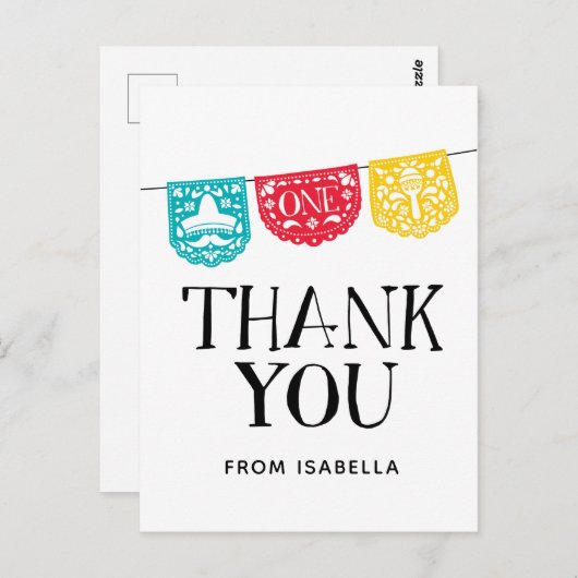 フィエスタ ファースト バースデー 感謝カード ポストカード (正面/裏面)