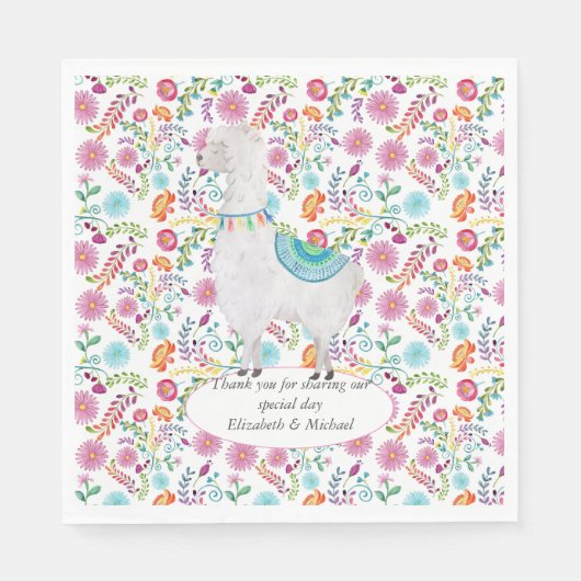 フィエスタ フォークアート フラワーラマ ウェディング オーダーメイド スタンダードランチョンナプキン (正面)