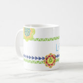 フィエスタ フラワーズ NAME カラフル サウスウエスト ブラックボード コーヒーマグカップ (正面左)