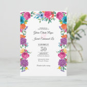 フィエスタ フラワー & メキシカン エンブロイダリー スタイルのウェディング 招待状 (スタンド正面)