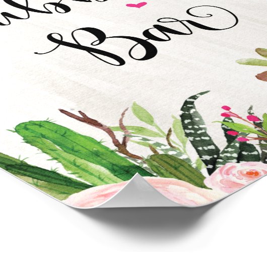 フィエスタ ブライダルシャワー バブルバー サイン サボテン フラワーレッド (角)