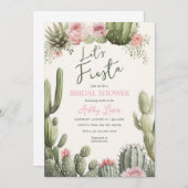 フィエスタ ボホー カクタス フラワー ブライダルシャワー 招待状 (正面/裏面)