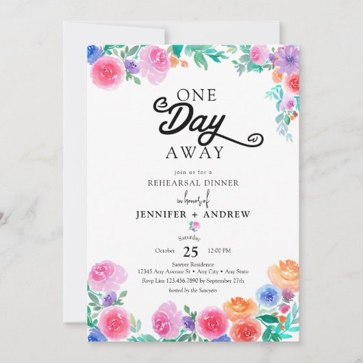 フィエスタ | メキシカンフラワー | リハーサルディナー 招待状 (正面)