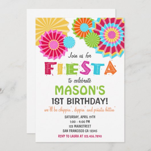 フィエスタ・メキシコ誕生パーティーの招待 招待状 (正面/裏面)