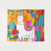 フィエスタ ラマ カラフル バースデー パーティー 背景 タペストリー (正面(横))