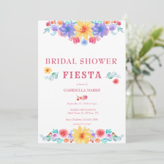 フィエスタ |水彩ブライダルシャワーの招待 招待状 (スタンド正面)