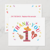 フィエスタ 1歳の誕生日 かわいい メキシカン 感謝カード (正面/裏面)