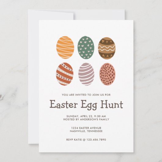 フィエスモダンタカラフルイースターエッグ狩り 招待状 (正面)