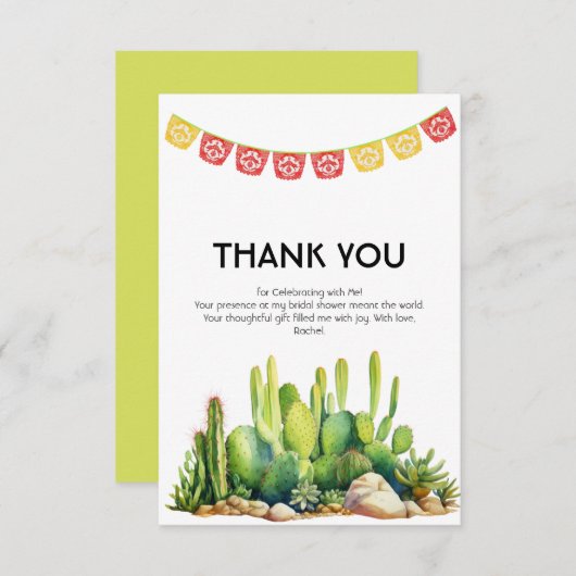 フィエスモダンタテーマサボスブライダルシャワー サンキューカード (正面/裏面)