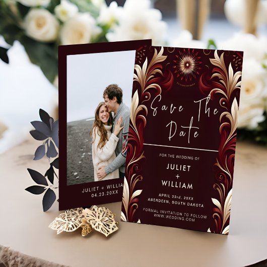 フィエス素朴タフローラスペインの結婚バラ セーブザデート