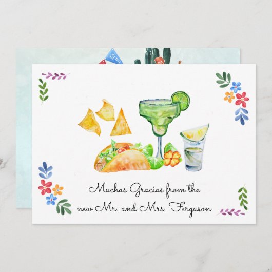 フィエス結婚タズ|タコスとテキーラのサンキューカード サンキューカード (正面/裏面)