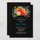 フィエス鮮やかタの結婚ブーケカップルのシャワー 招待状 (正面/裏面)