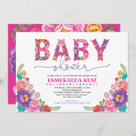 フィエス鮮やかタフラワーズナチョアベージベビーシャワー 招待状