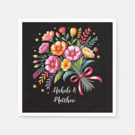 フィエス鮮やかタ結婚のブーケ結婚ス スタンダードカクテルナプキン