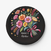 フィエス鮮やかタ結婚のブーケ結婚ス ペーパープレート (正面)