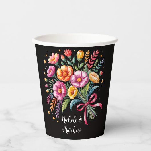 フィエス鮮やかタ結婚のブーケ結婚ス 紙コップ (正面)