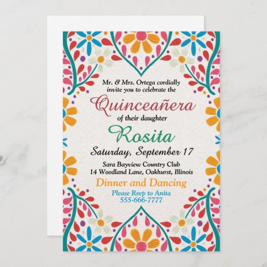 フィエ伝統的スタスペインの縁どキンセアニェラ 招待状 (正面/裏面)