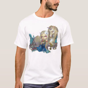 フィオナおよびユニコーンのワイシャツのファンタジーの妖精の馬 Tシャツ