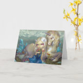 "フィオナおよびユニコーン"の挨拶状 カード (黄色い花)