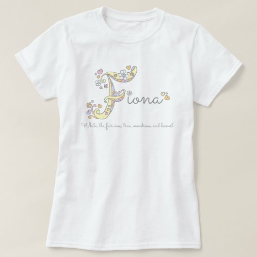 フィオナの女の子Fの一流の意味モノグラムのティー Tシャツ (デザイン正面)