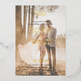 フィオナはっきりしたフォトモモダンノ結婚グラム 箔招待状