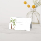 フィオナウォーターカラーパームツリートロピカルビーチゲスト プレイスカード (正面)