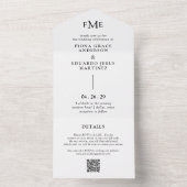 フィオナ黒白モノグラムはっきりしたズモダン結婚ス オールインワン招待状 (内側)