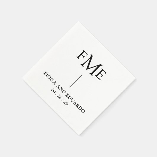 フィオナ黒白モノグラムはっきりしたズモダン結婚ス スタンダードカクテルナプキン (角)