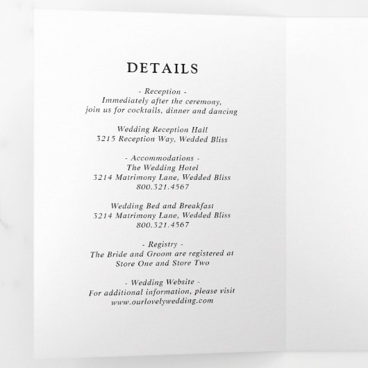 フィオナ黒白モノグラムはっきりしたズモダン結婚ス 三つ折り招待状 (内部最初)