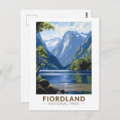 フィオルドランドナショナルパークトラベルアートヴィンテージ ポストカード (正面/裏面)
